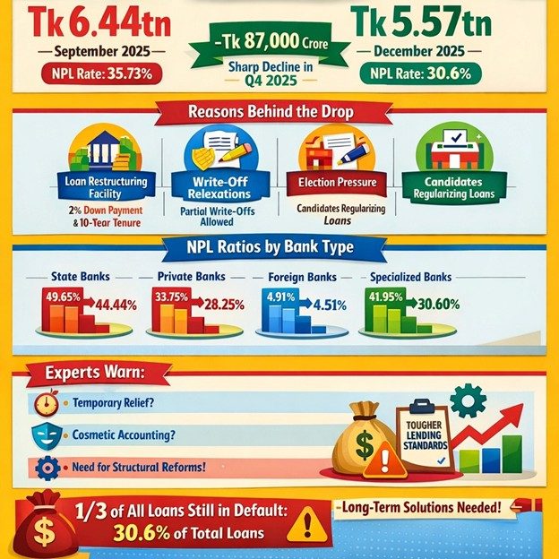 Bangladesh sees sharp fall in defaulted loans, but economists warn of &lsquo;cosmetic&rsquo; relief